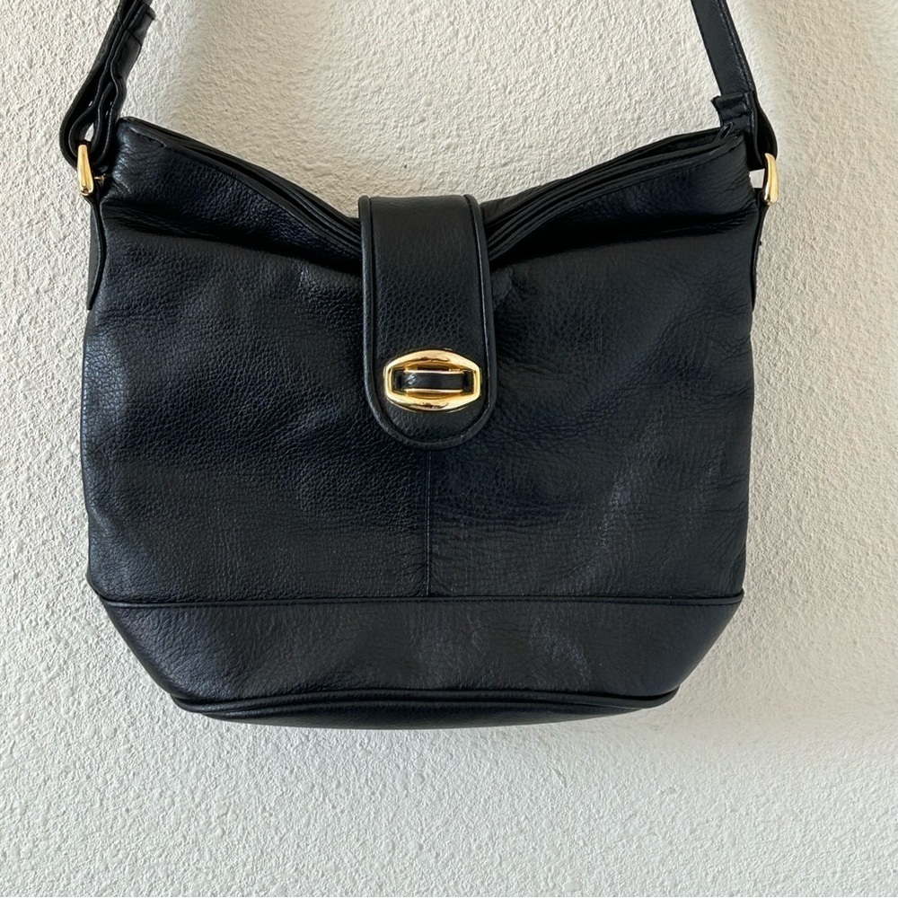 469 Vintage Genuine Leather Shoulder Bucket Bag Black Boho Chic Fall Casual